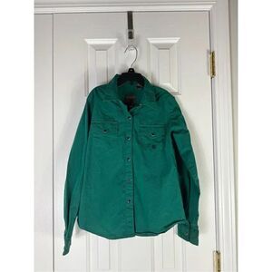 Roper Boys Green Button Up Shirt Size L 10/12
